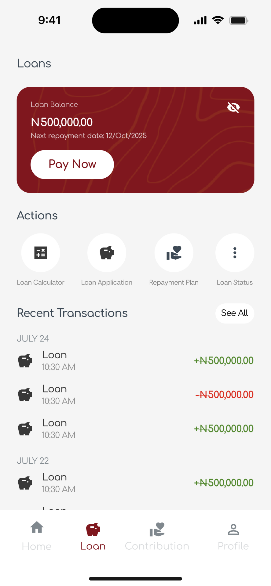 UniqueCoop iOS app, loans